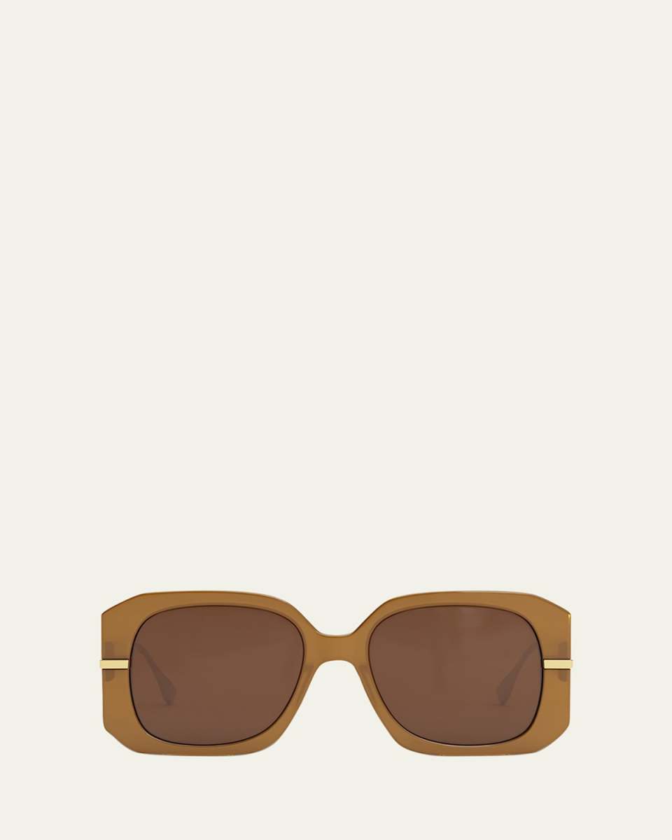 Oversized Logo Square Acetate & Metal Sunglasses